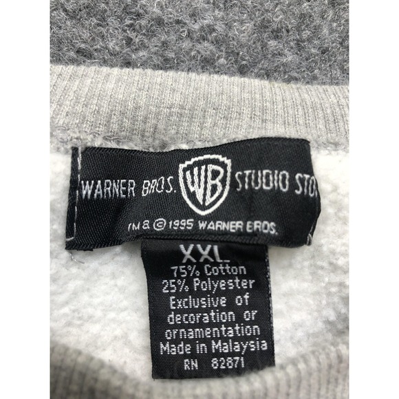 Vintage Warner Bros Studio Store Sweatshirt Mens 2XL Gray Looney Tunes 90s - Picture 2 of 7